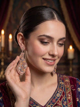 Floral Paisley Curved Embroidery Drop Earrings