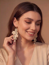 Ivory Lace Jasmine Embroidery Drop Earrings