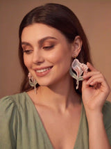 Tulip Bloom Embroidery Drop Earrings