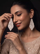 Peacock Lotus Teardrop Embroidery Drop Earrings