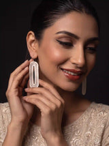Minimalist Oval Cutout Embroidery Drop Earrings