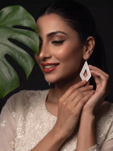 Diamond Cutout Geometric Embroidery Drop Earrings