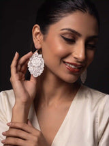 Baroque Peony Oval Embroidery Drop Earrings