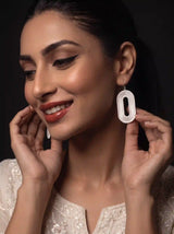 Pearl Oval Drop Earrings