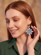 Emerald Crystal Flower Drop Earrings