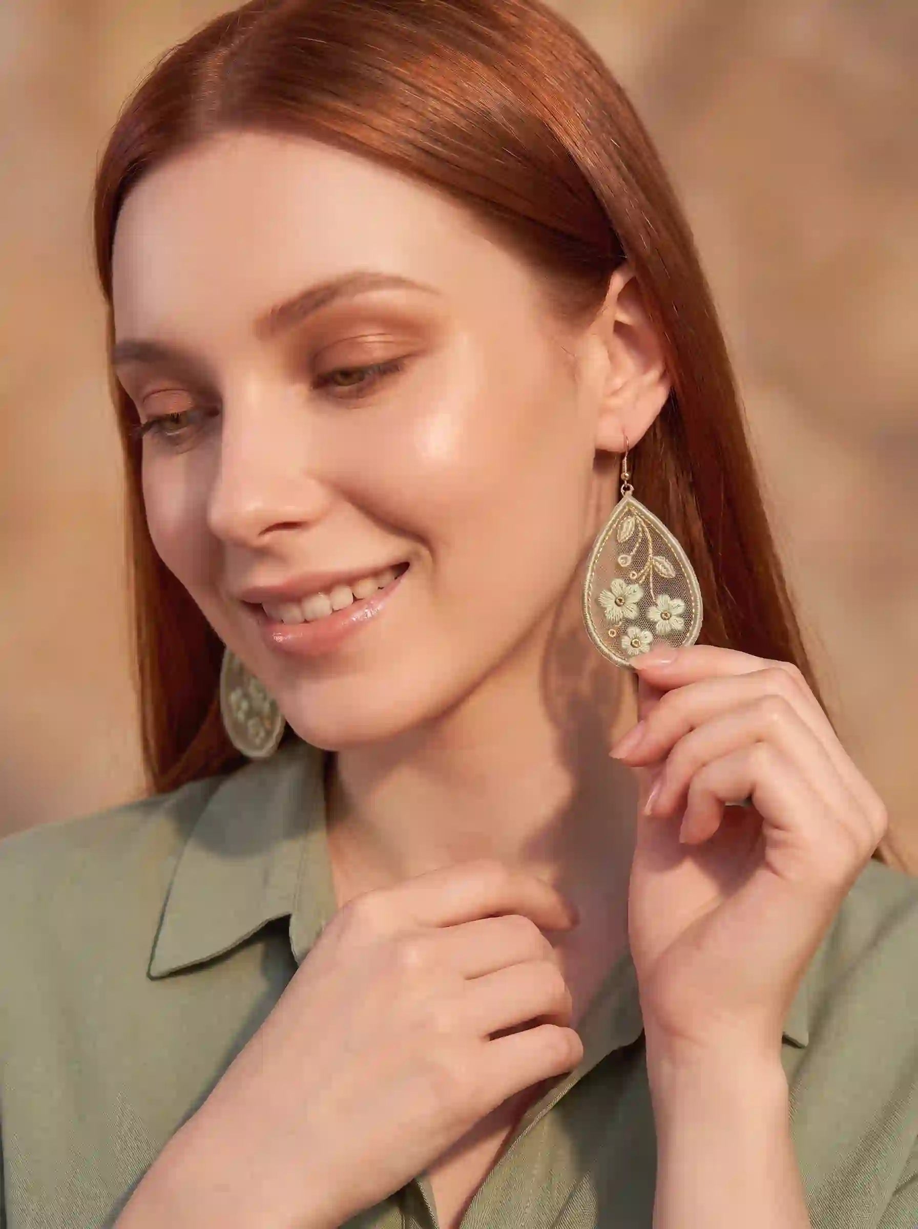 Floral Teardrop Drop Earrings