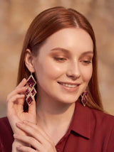Burgundy Sequin Diamond Drop Earrings
