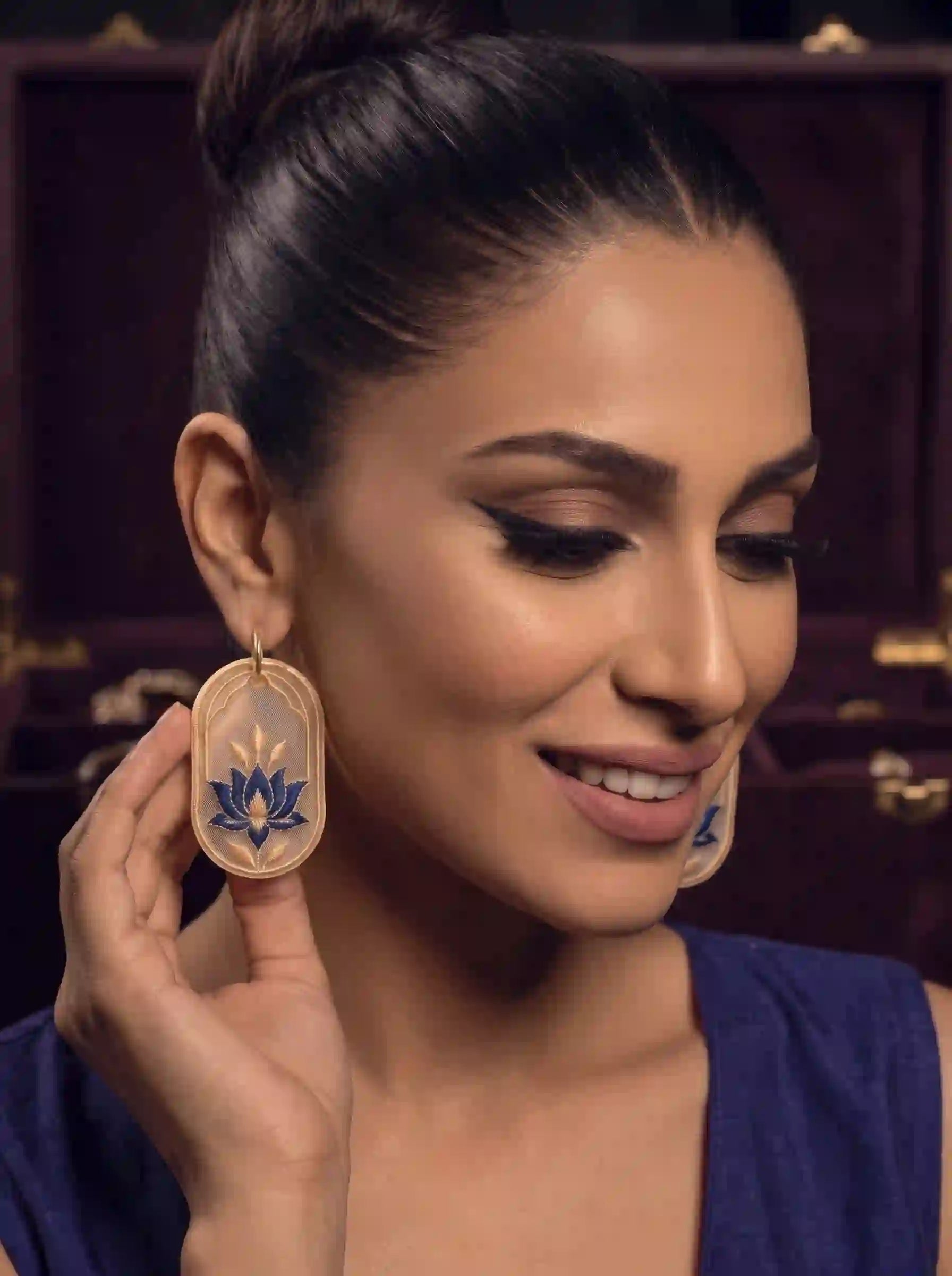 Sapphire Lotus Earrings