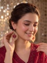 Ruby Flame Leaf Earrings