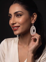 Oversized Circle Hoop Embroidery Drop Earrings