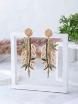 Bamboo Leaf Embroidery Drop Earrings