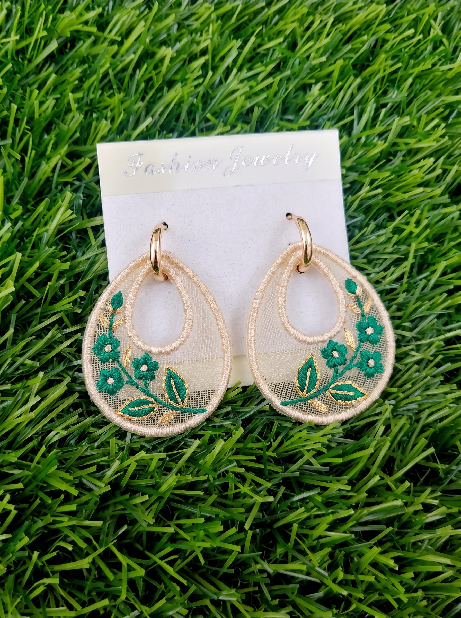 Emerald Teardrop Hoop Earrings