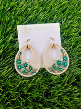 Emerald Teardrop Hoop Earrings