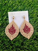 Ruby Flame Leaf Earrings