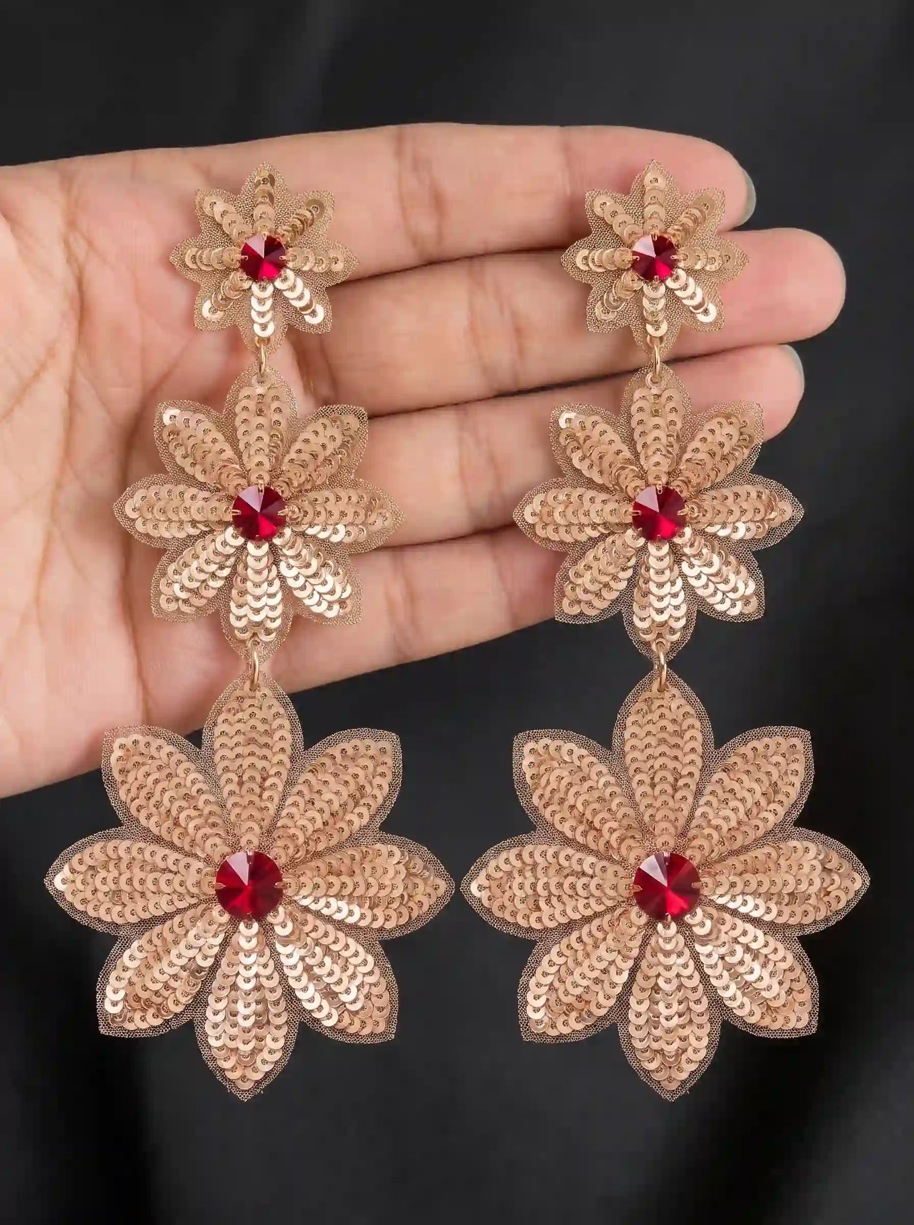Triple Daisy Drop Earrings