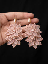 Blush Double Flower Drop Earrings