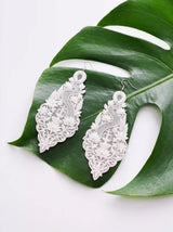 Peacock Lotus Teardrop Embroidery Drop Earrings