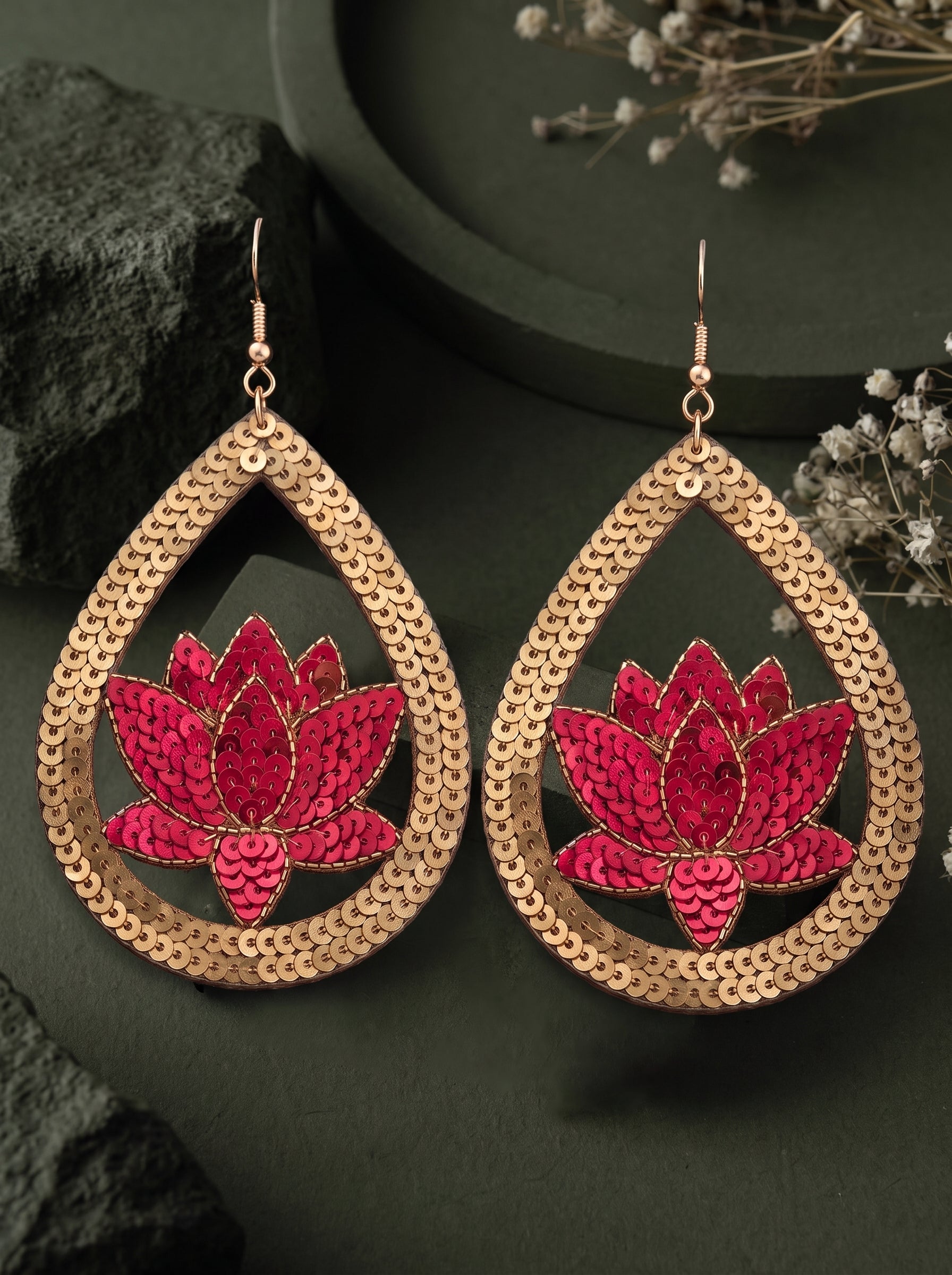 Crimson Lotus Earrings
