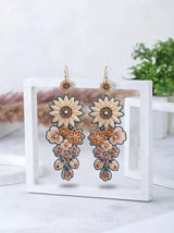 Sunflower Bouquet Embroidery Drop Earrings