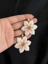 Ivory Flower Pearl Stud Drop Earrings