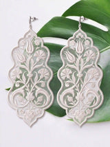 Mughal Tulip Vine Scalloped Embroidery Drop Earrings