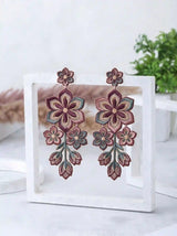 Mandala Floral Embroidery Drop Earrings