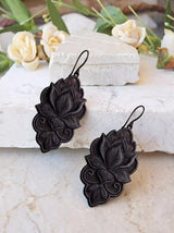 Onyx Lotus Earrings