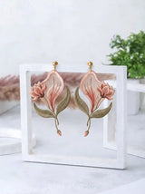 Tulip Bloom Embroidery Drop Earrings
