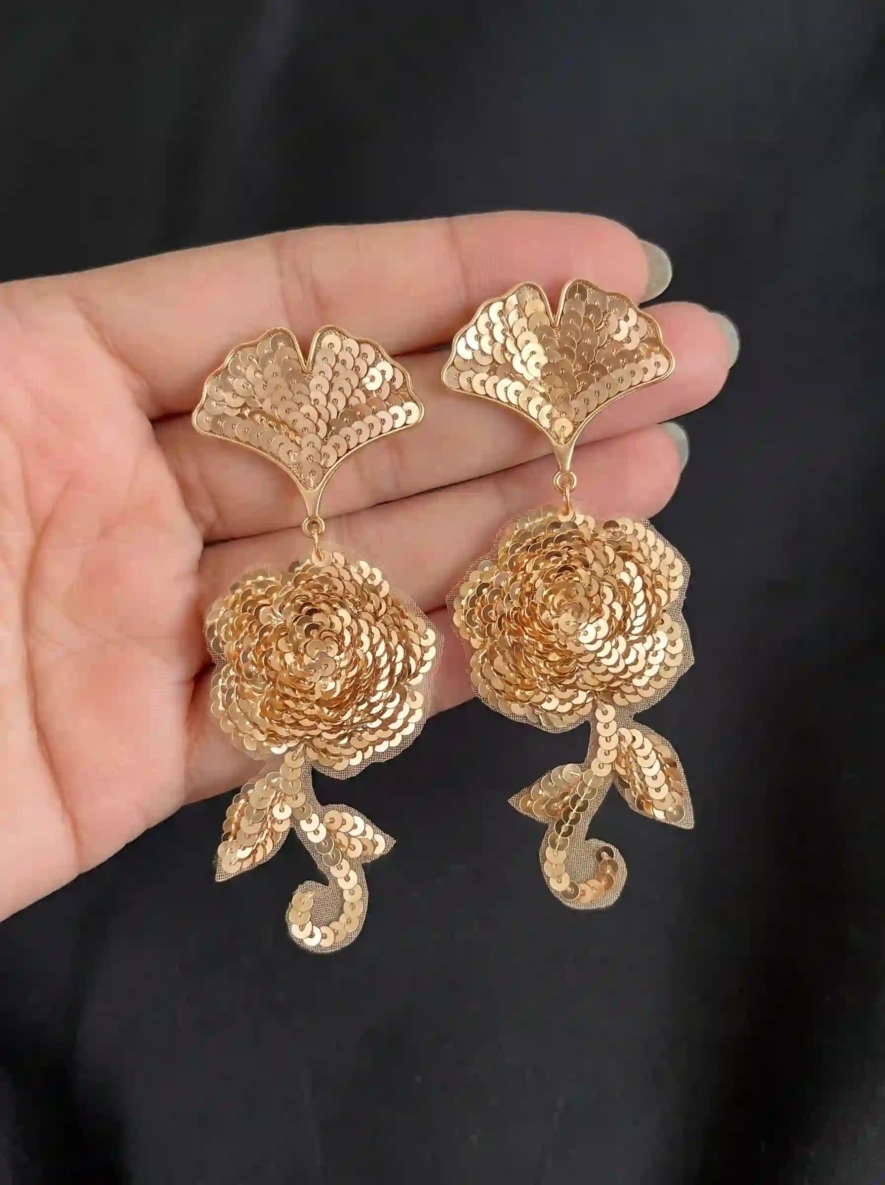 Gold Floral Drop Earrings