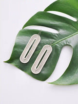 Minimalist Oval Cutout Embroidery Drop Earrings