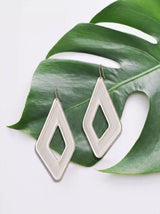 Diamond Cutout Geometric Embroidery Drop Earrings